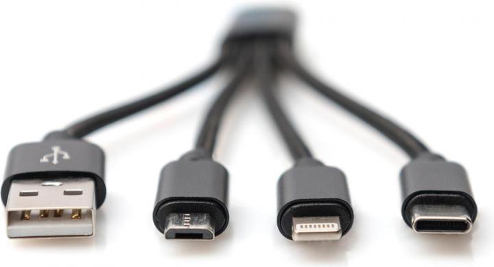Actual product image Digitus 3-in-1 Charger Cable, USB A - Lightning + Micro USB + Type-C (0.15 m, USB 3.2 Gen 1)