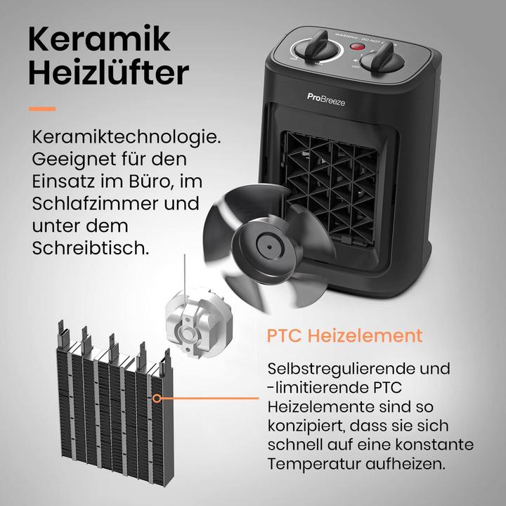 Immagine prodotto Breeze Mini termoventilatore ceramico 2000W nero (2000 W)