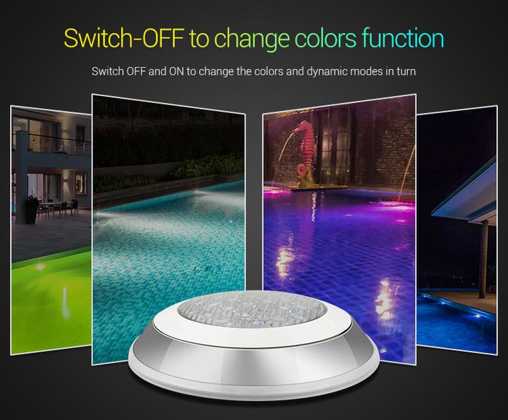 Image du produit Milight Lampe de piscine LED 15W sans fil RGB+KW/WW 24V (1100 lm, IP68)