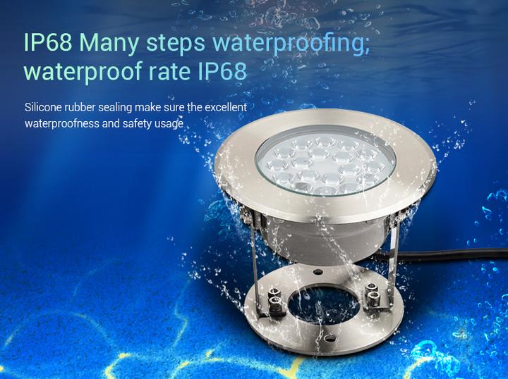 Produktbild Milight 9W Funk LED Poolleuchte RGB+KW/WW 24V (600 lm, IP68)