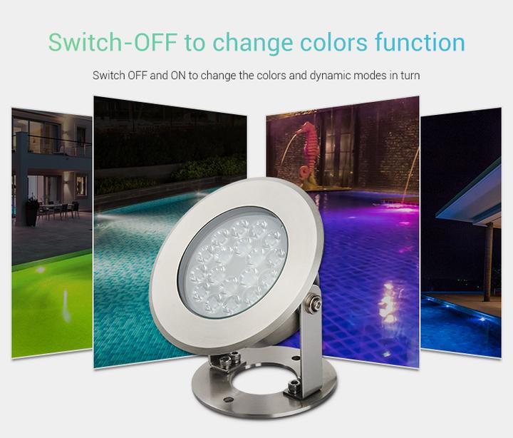 Produktbild Milight 9W Funk LED Poolleuchte RGB+KW/WW 24V (600 lm, IP68)