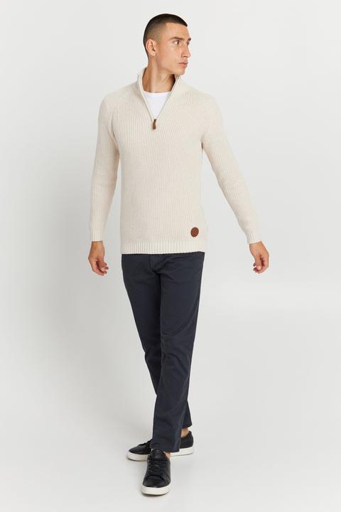 Actual product image Solid Xenox Men's Jumper Chunky Knit Pullover Troyer Made Of 100% Cotton (XXL)