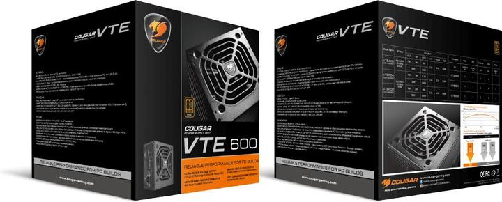 Actual product image Compucase Cougar VTE600 - Power supply (internal) - ATX12V - 80 PLUS Bronze (600 W)