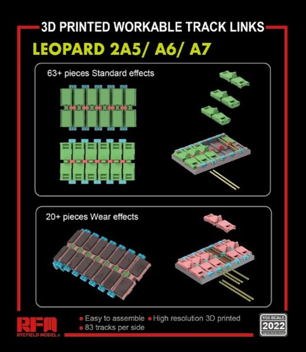 Produktbild Rye Field Model Workable track links for LEOPARD 2A5/A6/A7 (3D printed )