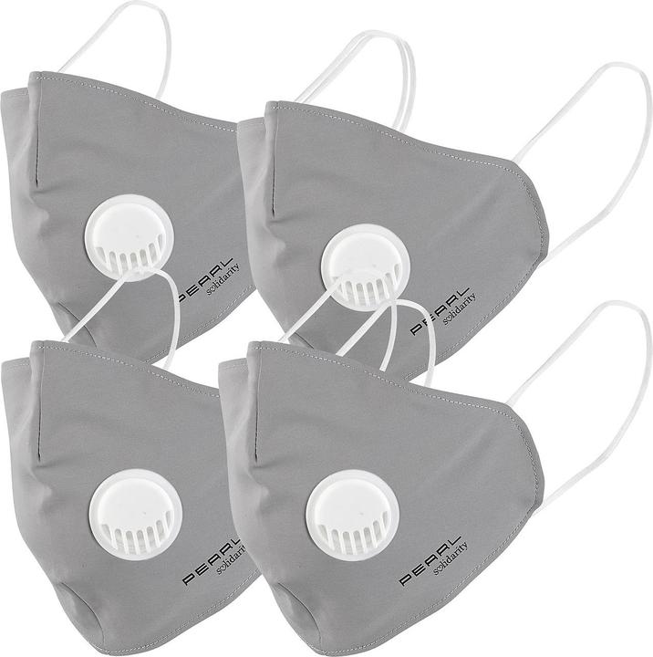 Pearl 4er-Set Mund-Nasen-Stoffmasken mit Ventil, waschbar, Grösse L (4 x)