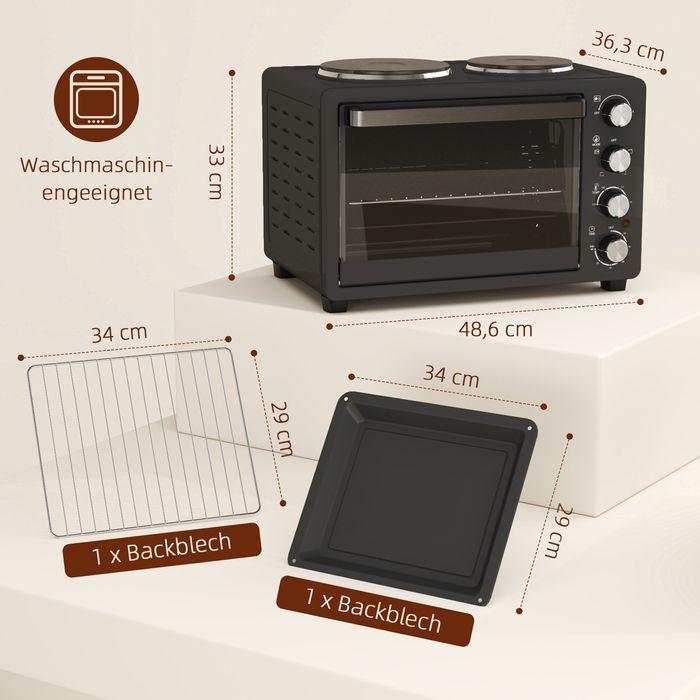 Produktbild Swisshandel24 Minibackofen 28 L 2600W Mini Backofen 100-230℃ 60 Min. Timer Schwarz