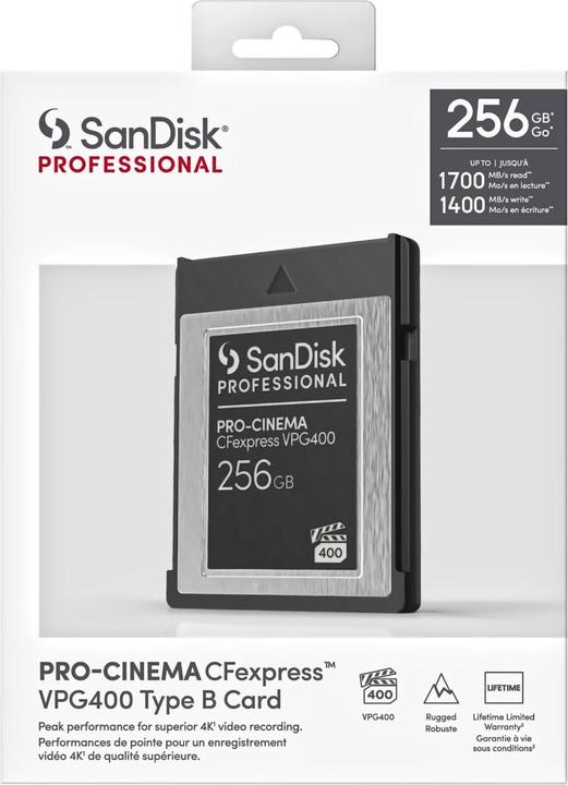 Actual product image SanDisk PRO-CINEMA CFexpress" VPG400 (256 GB, CFexpress type B)