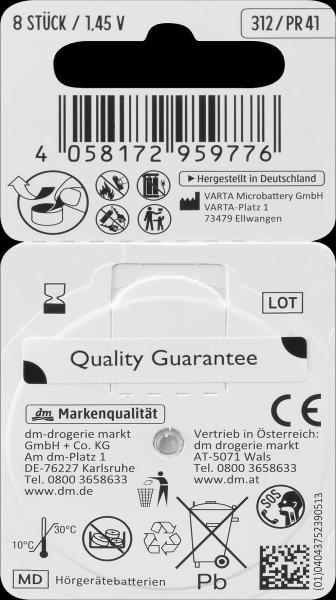 Produktbild Paradies Hörgeräte-Batterie Typ 312 MP8 (8 Stk., A312)