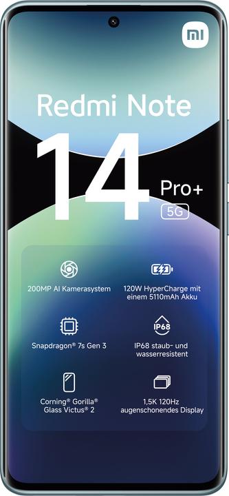 Immagine prodotto Xiaomi Redmi Note 14 Pro+ 5G (256 GB, Blu Gelo, 6.67", Doppia SIM, 200 Mpx, 5G)