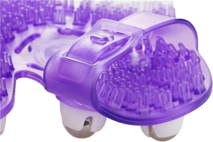 Actual product image PowerBullet Roller Balls Massage Glove Purple