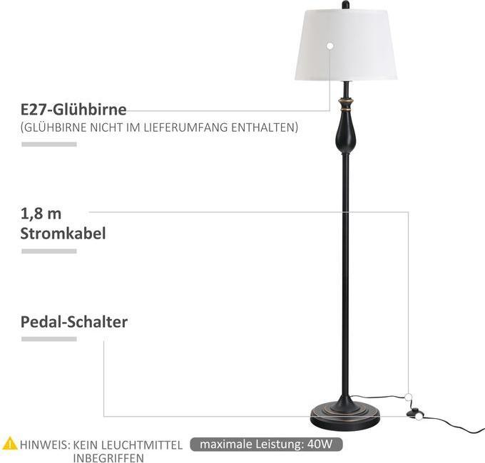 Immagine prodotto Swisshandel24 Set di 3 lampade 2 lampade da tavolo (ø38 x 158H cm) + 1 lampada da terra (ø30 x 62H cm) Vintage (E27)