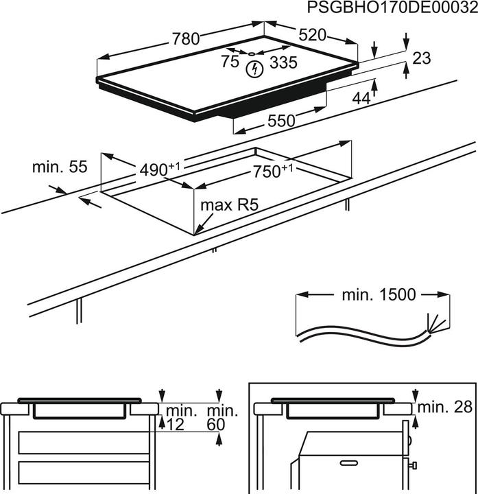 Actual product image AEG IAE84431FB Black Built-in Zone induction hob 4 zone(s)