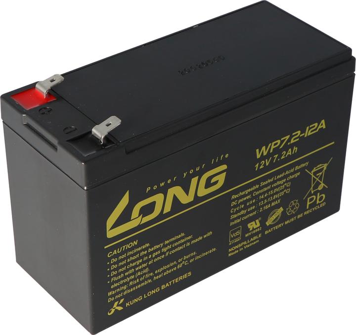 Actual product image Kung Long Battery WP7.2-12A, Faston 6.3mm plug contacts (12V)