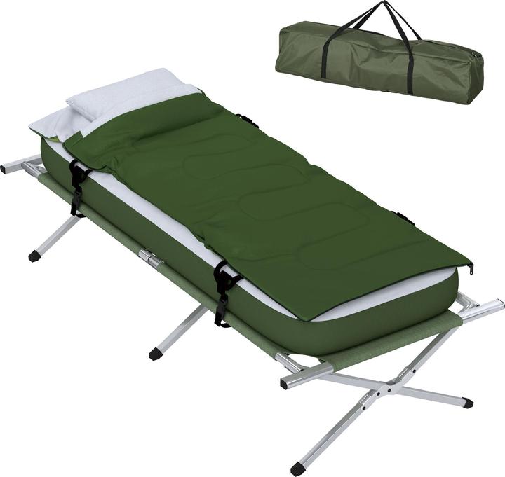 Produktbild Outsunny Campingbett-Set inklusive Matratze, Schlafsack und Kopfkissen