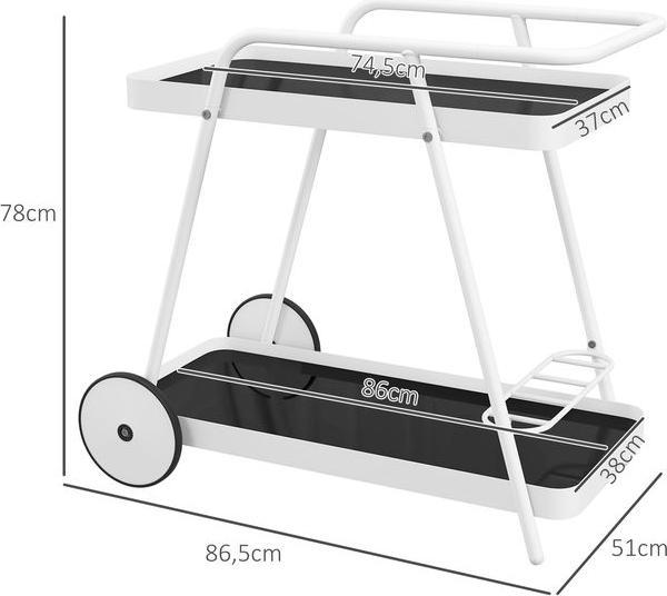 Actual product image Swisshandel24 Outdoor serving trolley, 2-storey trolley, wine rack on castors, steel frame, for pool, party, gar