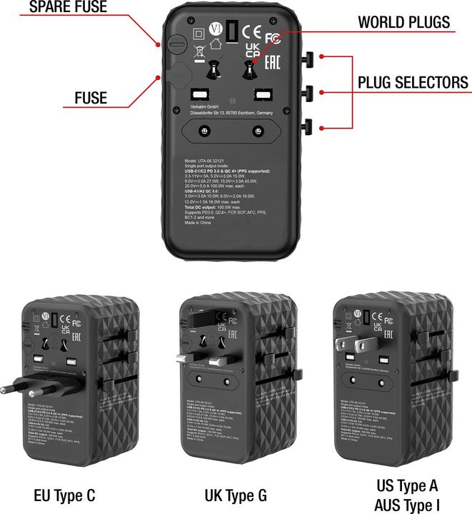 Actual product image Verbatim Universal travel adapter