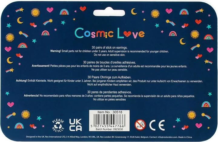 Produktbild Rex London Cosmic Love Stick On Earrings (30 pairs), Plastic, Adhesive (Kunststoff, Klebstoff)