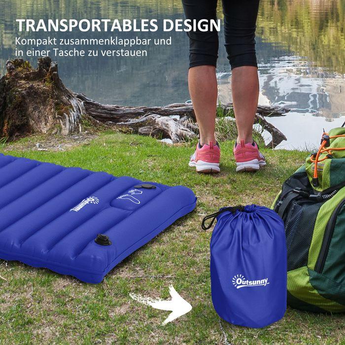 Produktbild Swisshandel24 Camping-Luftmatratze, inkl. Pumpe, schnell aufblasbar, robust, 195x70x10cm, Blau