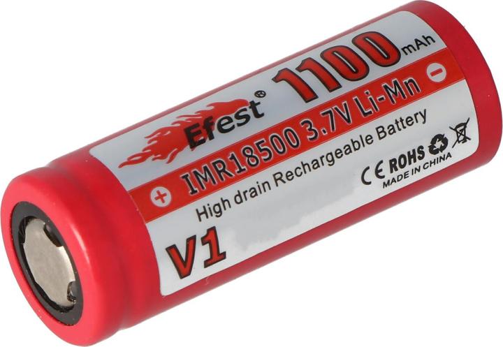 Produktbild Efest Akku IMR 18500 V1 - (Pluspol flach) (1 Stk., 18500, 1100 mAh)