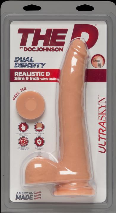 Actual product image Doc Johnson The D - Realistic D - Slim with Balls - Ultraskyn