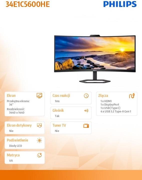 Immagine prodotto Philips 34E1C5600HE (3440 x 1440 pixel, 34")