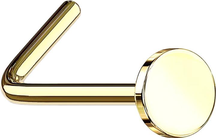 Actual product image Star Piercing Nasenstecker gewinkelt vergoldet mit Scheibe (without brass, Surgical steel 316L)