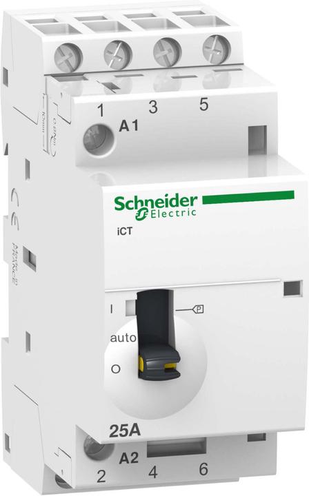 Actual product image Schneider Electric Acti9 iCT Contactor 25A 4NO 220/240Vac (Heating actuator)