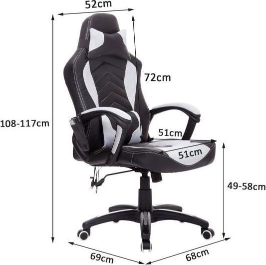 Produktbild SportNow Bürostuhl Gaming Stuhl mit Massage- und Wärmefunktion