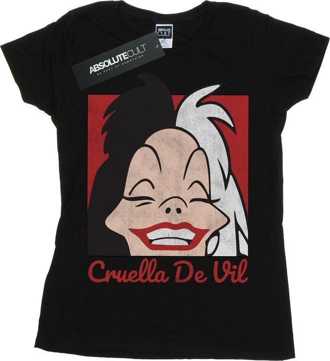 Actual product image Disney Womens/Ladies Cruella De Vil Cropped Head Cotton T-Shirt (XL)