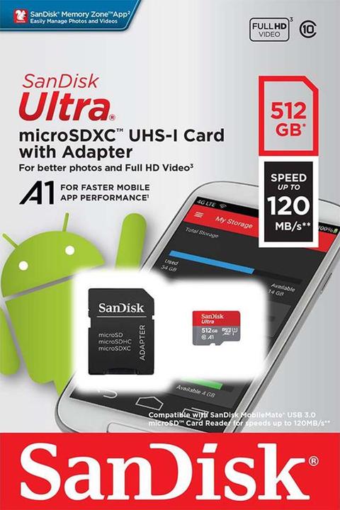 Produktbild SanDisk Ultra A1 (512 GB, microSDXC, U1, UHS-I)