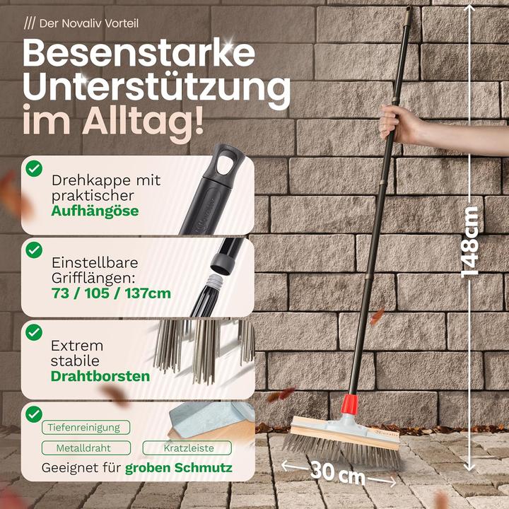 Produktbild Novaliv Robuster Drahtbesen Moos - Effiziente Moosentfernung, Drahtbürste, 6-Reihen Metallborsten, f (1 Stk.)