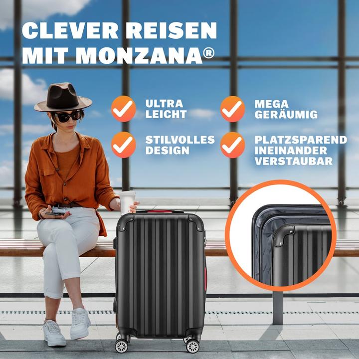 Image du produit Monzana Set de valises (89 l, Bagage à main (jusqu'à 50l), M (50 - 90l), L (90 - 115l))
