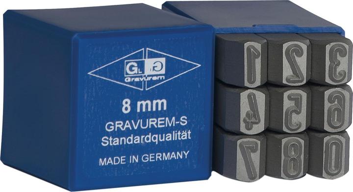 Produktbild BETA GRAVUREM-S Standard Schlagzahlen, Schlagstempel, Prägestempel, Einschlagzahlen - Zahlen 0-9 / 8mm (Schlösser & Anhänger)