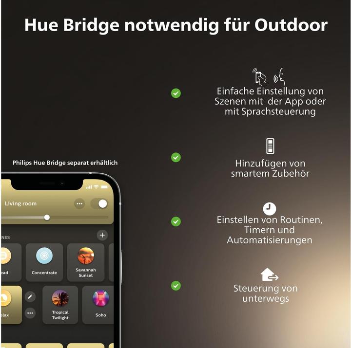 Image du produit Philips Hue Base de Turaco (806 lm, E27, IP44)