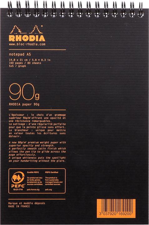 Produktbild Rhodia Notizblock (A5, Kariert, Weicher Einband)