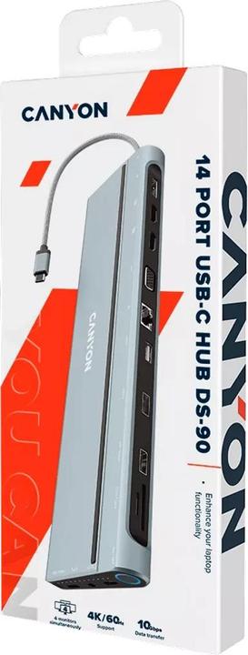 Produktbild Canyon Dockingstation USB-C -> 2xHDMI/DP/2xUSB-C//VGA (USB-C, 14 Ports)