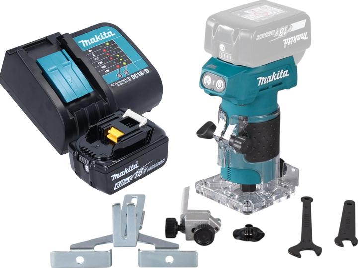 Productafbeelding Makita DRT 52 SG1 accukantenfrees 18 V 6 mm borstelloos + 1x accu 6.0 Ah + lader
