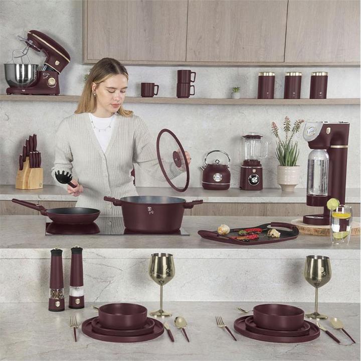 Image du produit BerlingerHaus Poubelle design en métal, avec capteur, 58l, bordeaux (58 l)