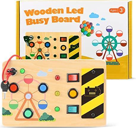 Produktbild Activity Board Busy Board, Lichtschalter Spielzeug - Motorikwand Sensory aus Holz LED Ampel
