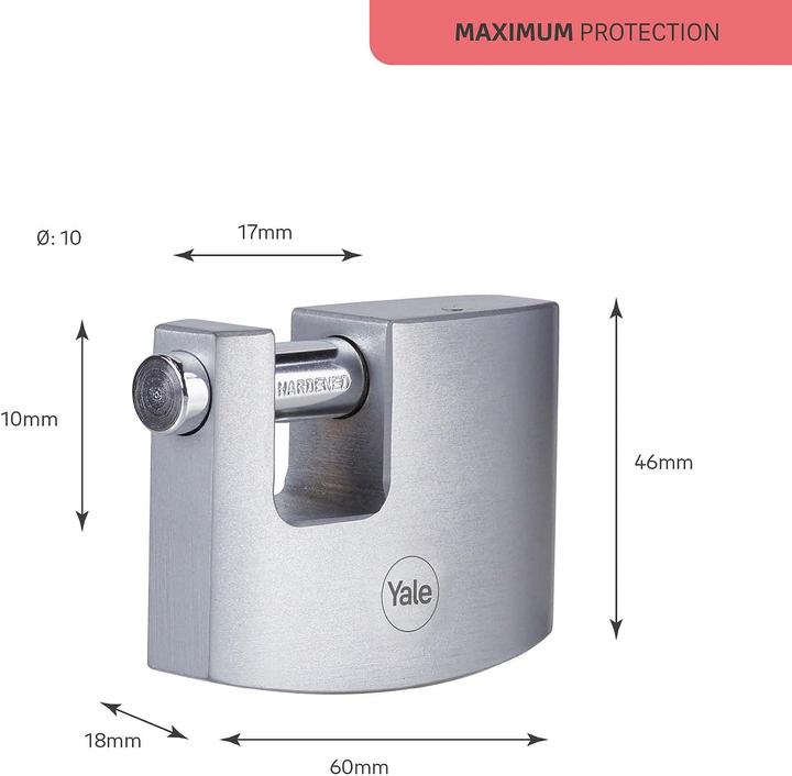 Produktbild Yale Y124B/60/110/1 Vorhängeschloss 60 mm Silber Schlüsselschloss