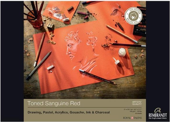 Rembrandt Blocco da colorare Toned A4, 50 fogli, rosso (A4)