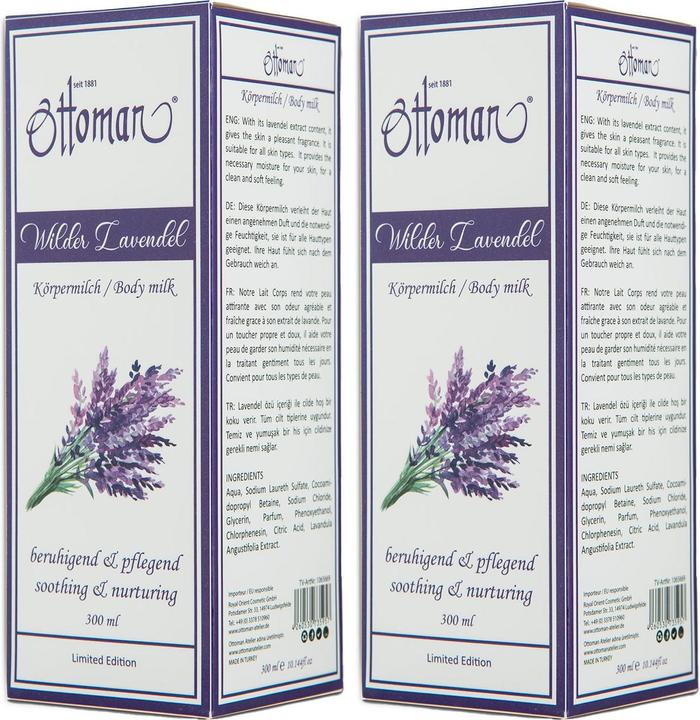 Produktbild Ottoman 2er-Set Lavendel Körpermilch 300ml, reichhaltige Haut- und Körperpflege (Körpermilch, 300 ml)