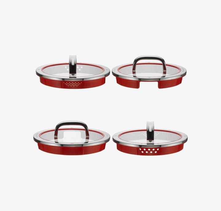 Produktbild WMF Topfdeckel 24cm Glasdeckel Function 4 Silikon Glas Edelstahl rot (24 cm, Metall)
