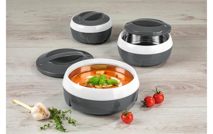 Produktbild Gourmetmaxx Thermo-Schüssel Set 3 Tlg. Grau/Weiss (21.50 cm, 1 x)