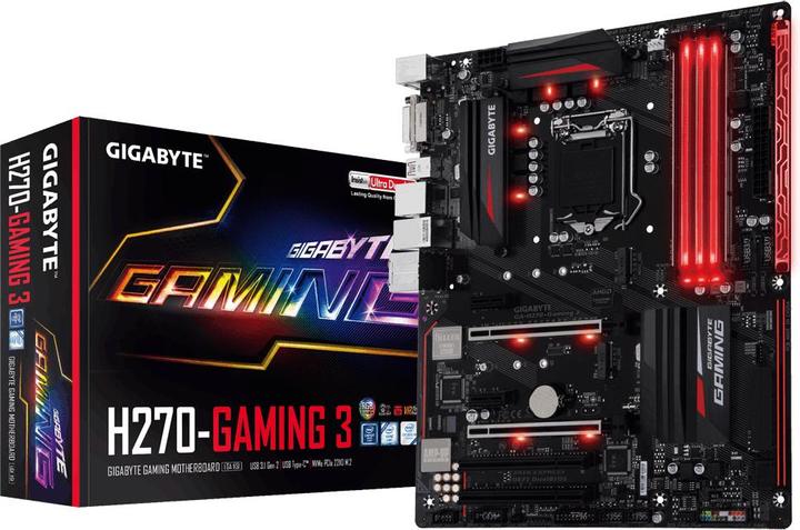 Produktbild Gigabyte GA-H270-Gaming 3, ATX, LGA1151 (LGA 1151, Intel H270, ATX)