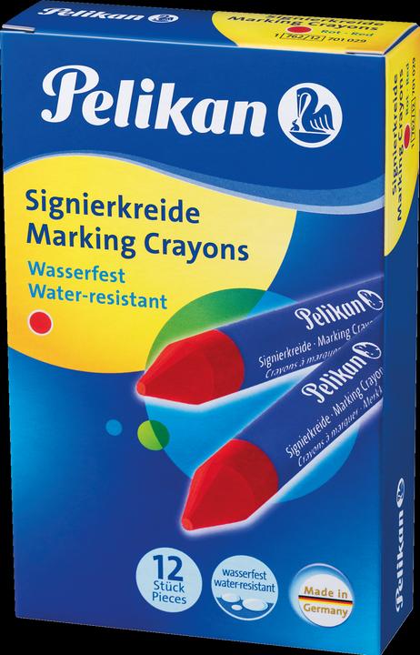 Pelikan Crayon de marquage 762, rouge, diamètre : 13,5 mm convient aux surfaces rugueuses telles que le (Rouge, 12 x)