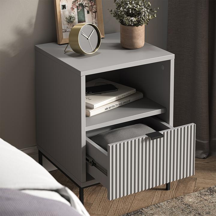 Produktbild Vichy Nachttisch Eliza, Grau, 40 x 55 cm mit 1 Schublade