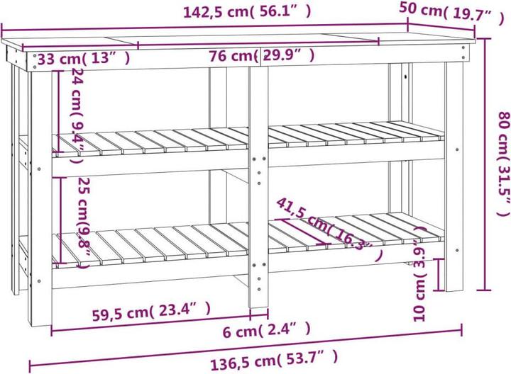 Produktbild VidaXL Elno (142.50 cm, 50 cm)