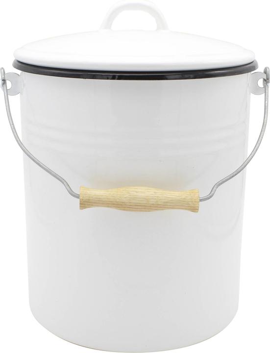 Image du produit Krüger Seau avec couvercle 10 l 32cm Ø25cm blanc émaillé (10 l)
