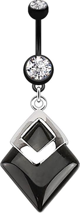 Image du produit Star Piercing Banane noire avec pendentif pierre d'agate (Minéral, sans laiton, Acier chirurgical 316L)